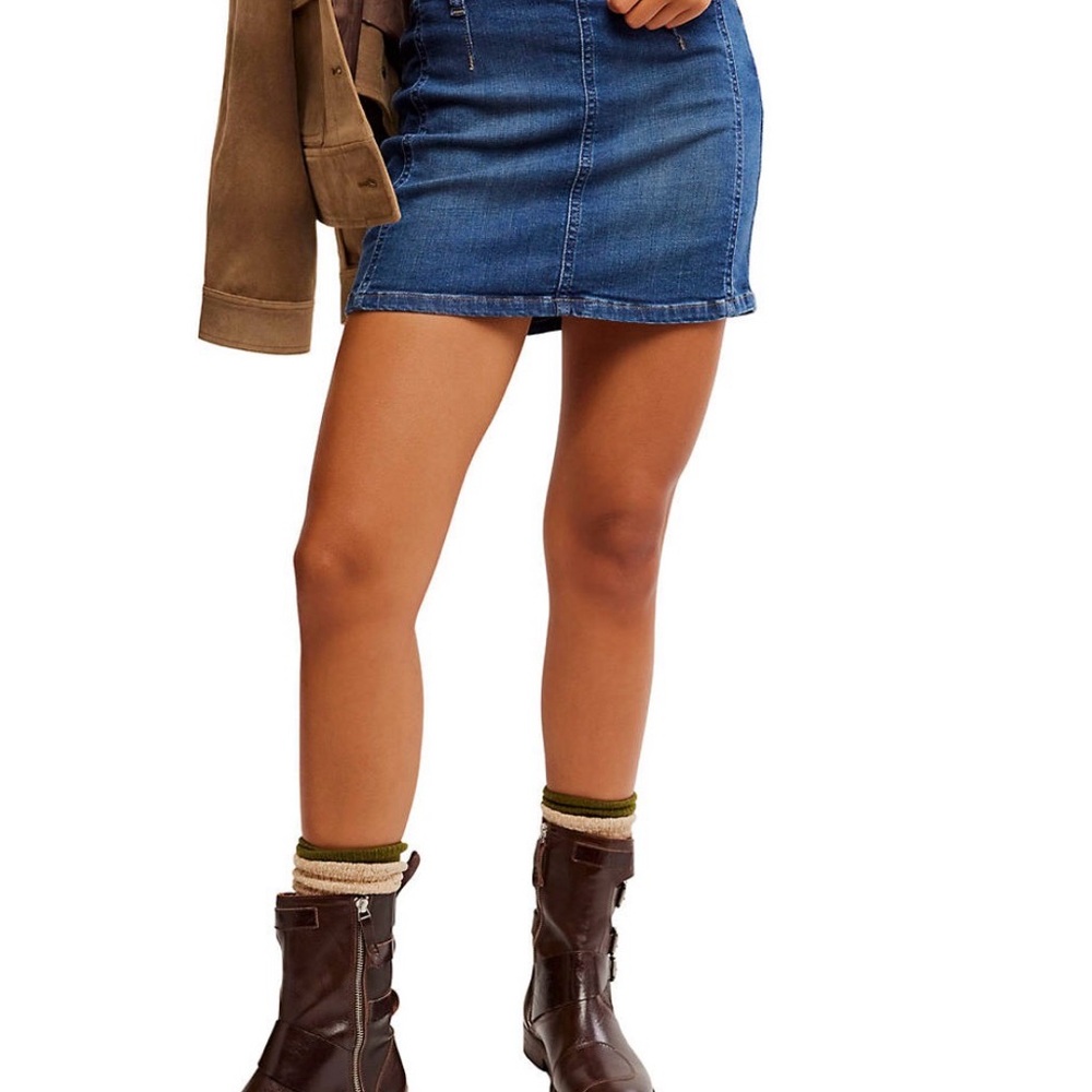NWT Free People Daylight Stretch Denim Mini Skirt Sz 30 - Picture 6 of 7